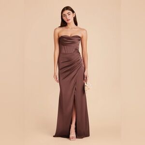 Carrie Birdy Grey Strapless Chocolate Gown